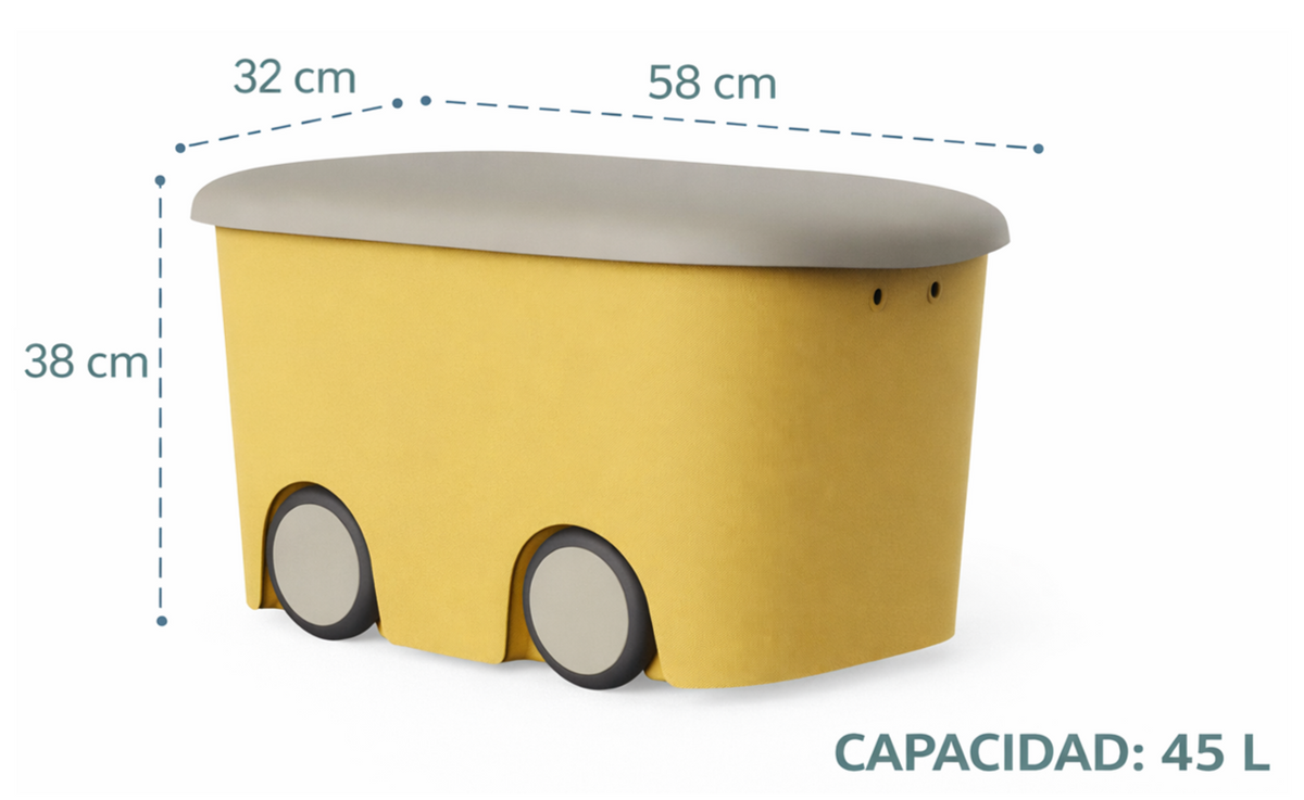 Pack 3 Cajas de Almacenaje con Ruedas y Tapa 45L - Organizador de Juguetes Multicolor