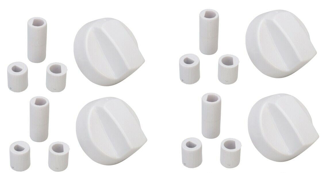 Mandos Cocina Estándar Universales Eje 6mm Blanco (4 Unidades) | Repuesto Adaptable para Placas de Gas y Eléctricas | Kit Comp