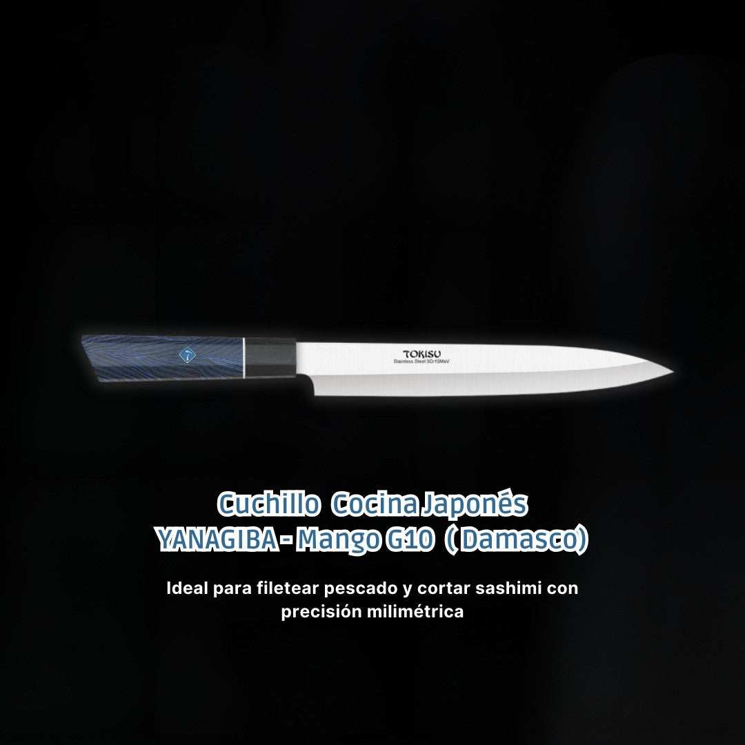 Cuchillo Cocina Profesional TOKYSU - Cuchillos Cocina Japones YANAGIBA de Acero Inoxidable de 67 capas. Mango G10