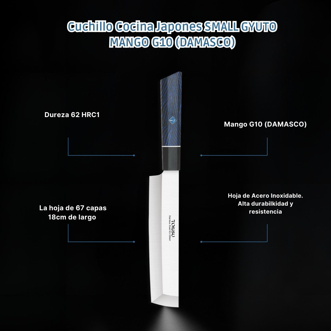 Cuchillo Cocina Profesional TOKYSU - Cuchillos Cocina Japones NAKIRI de Acero Inoxidable de 67 capas 18 cm- Mango G10 DAMASCO