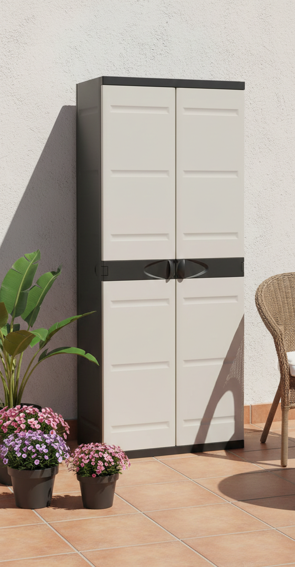 Armario Escobero Titanium – Mueble Auxiliar con 2 Puertas y Estantes Regulables , 70 x 44 x 176 cm