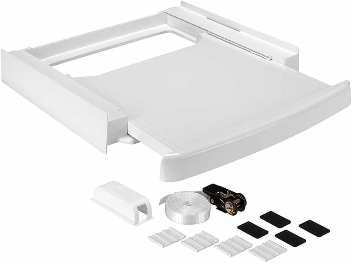 Kit de Unión Universal Wpro para Torre Lavadora y Secadora 60x60cm Soporte Apilable con Estante Deslizante Incorporado 