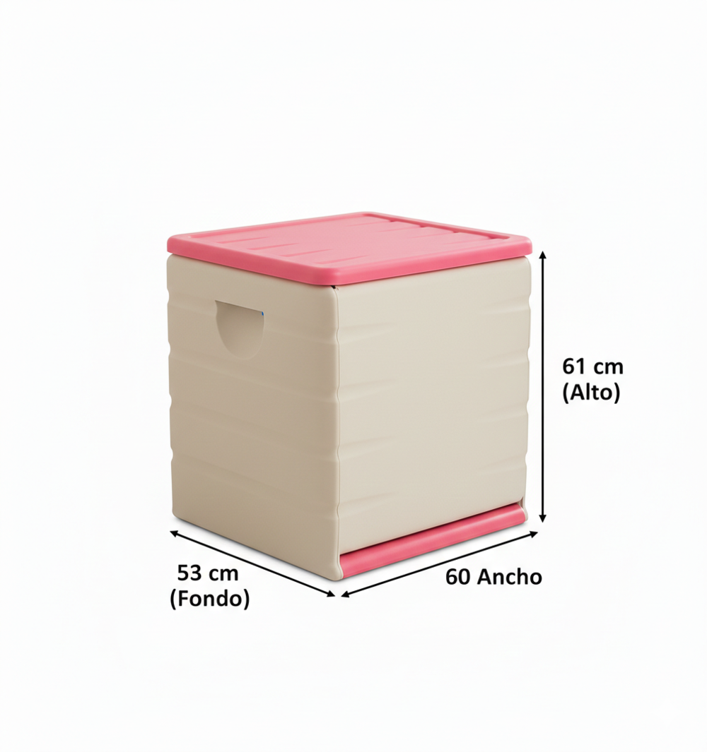 Baúl de Plástico 190 Litros Rosa Pink, 60 x 61 x 53 cm, Baúl de Almacenaje