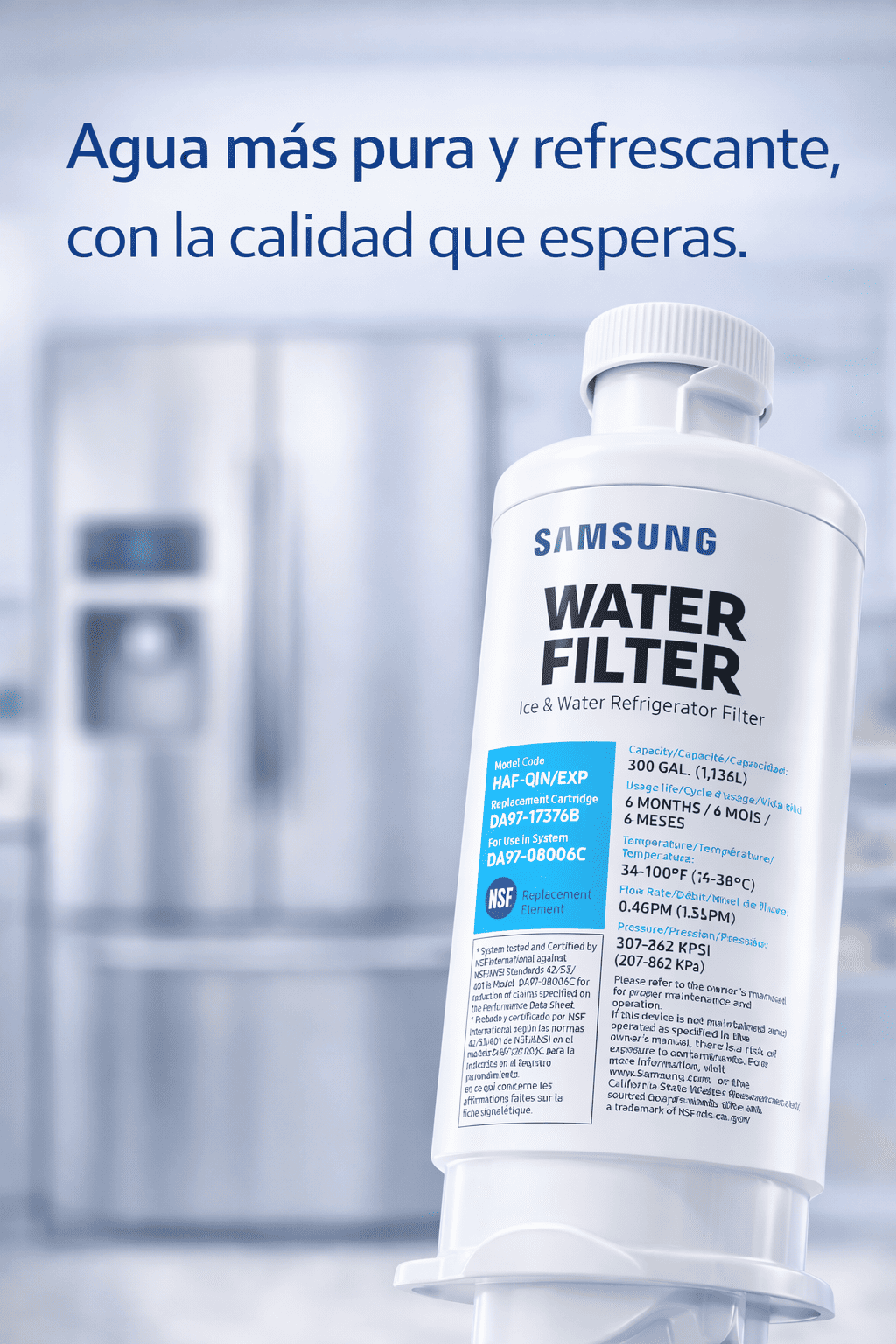 Filtro de Agua Compatible con Samsung HAF-QIN / DA97-17376B / DA97-08006C / Original