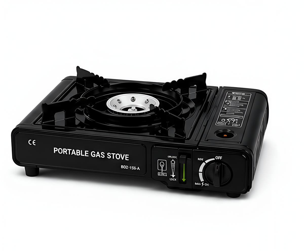 Cocina de Gas Portátil para Camping BDZ-155-A | Hornillo de Butano con Encendido Piezoeléctrico, Maletín de Transporte y Sist