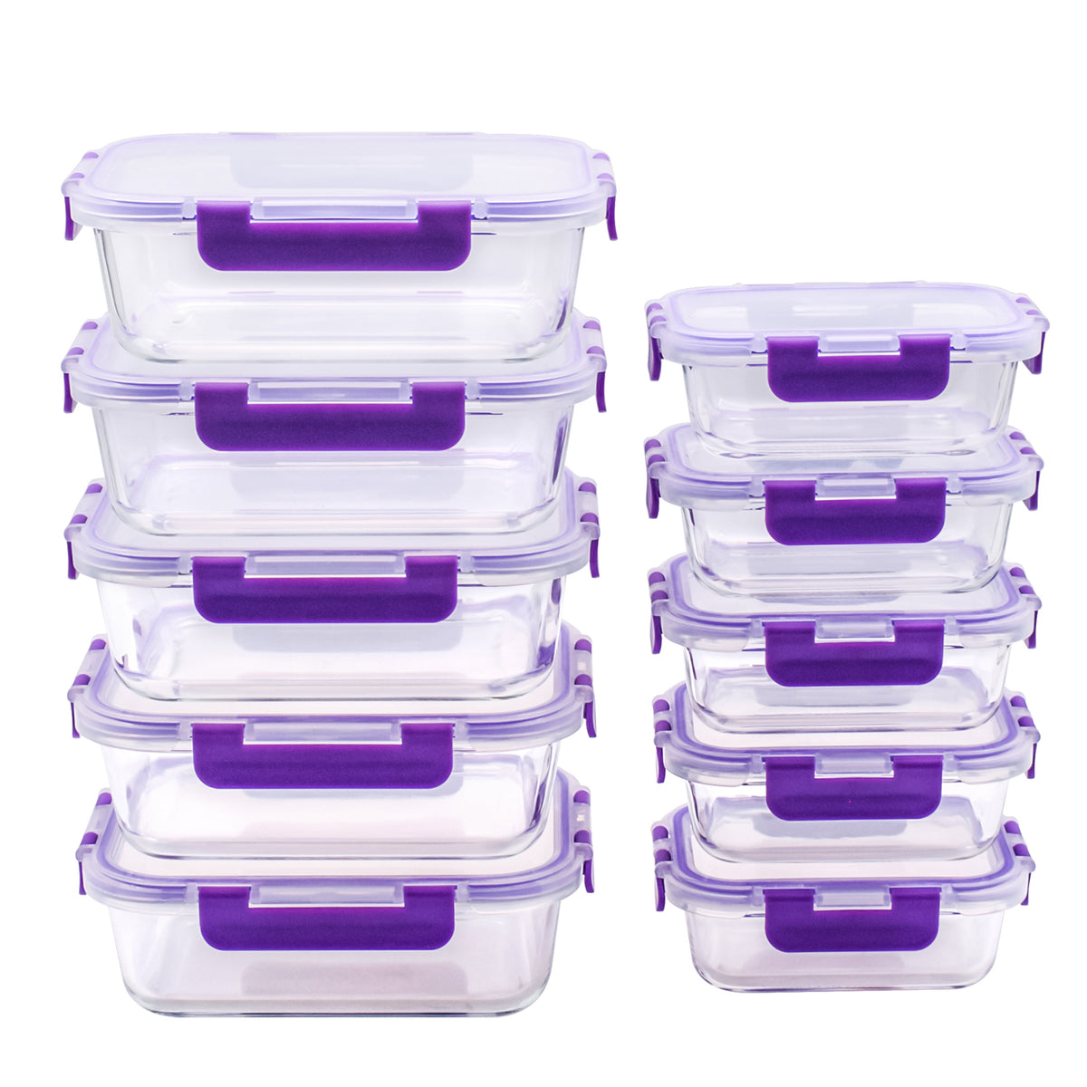 Recipientes de Cristal Para Alimentos - 20 Piezas (10 recipientes y 10 tapas)