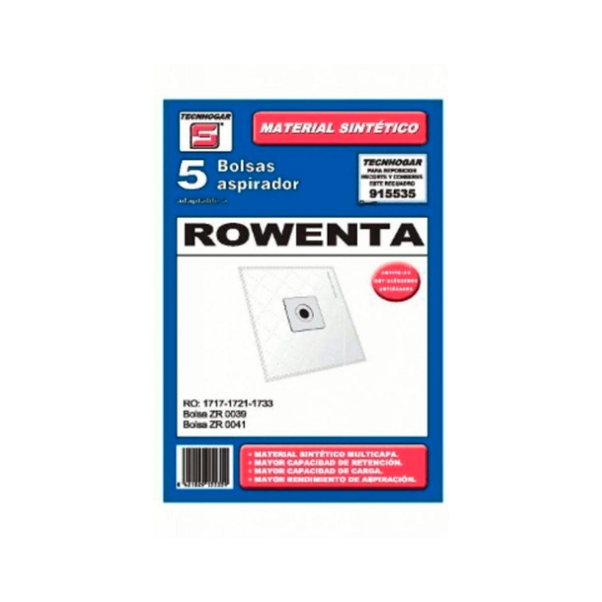 Bolsa Aspirador Rowenta Carrefour Moulinex Tecnohogar 915535