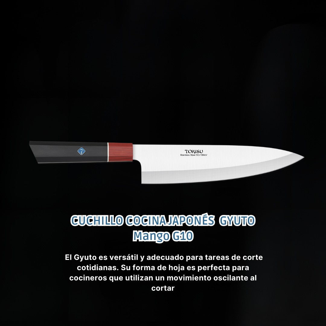 Cuchillo Cocina Profesional TOKYSU - Cuchillos Cocina Japones  GYUTO de Acero Inoxidable de 67 capas  21,5  cm-  Mango G10