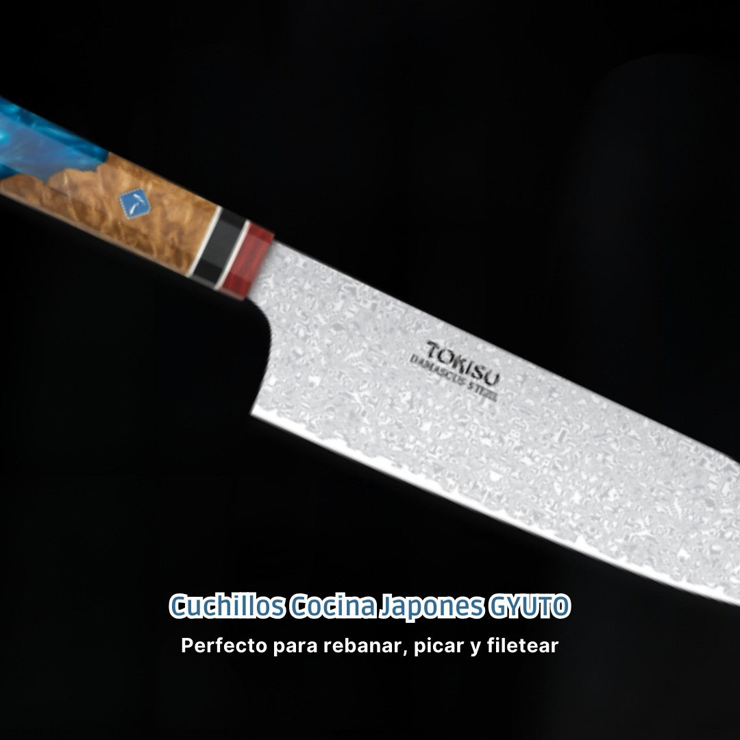 Cuchillo Cocina Profesional  TOKYSU - Cuchillos Cocina Japones GYUTO de Acero DAMASCO 67 capas  21,5