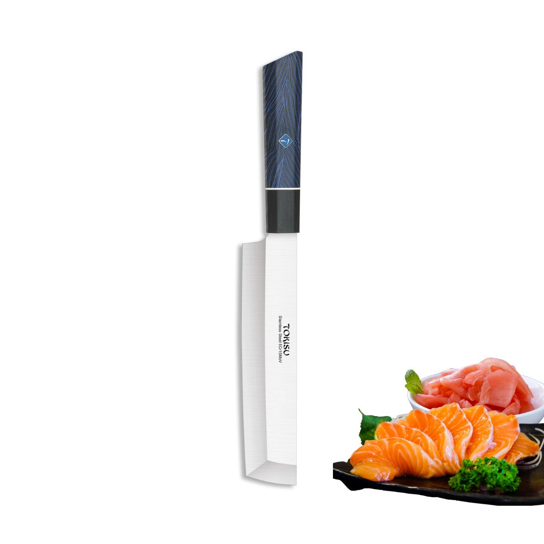 Cuchillo Cocina Profesional  TOKYSU - Cuchillos Cocina Japones NAKIRI de Acero Inoxidable de 67 capas 18 cm-  Mango G10 DAMASCO