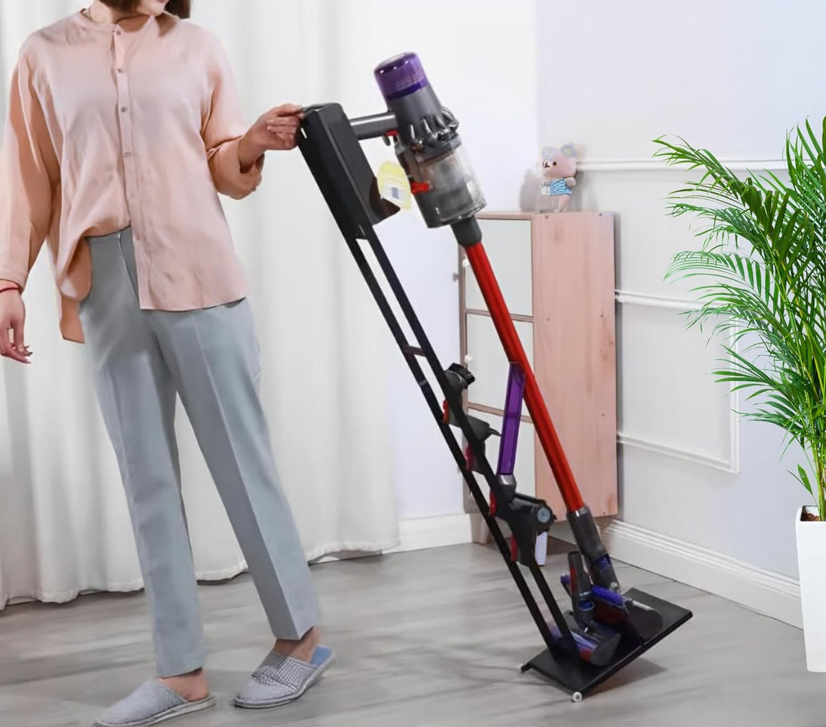 Soporte Aspiradora Adaptable para DYSON V6 V7 V8 V10 V11 V12 Metálico CON RUEDAS