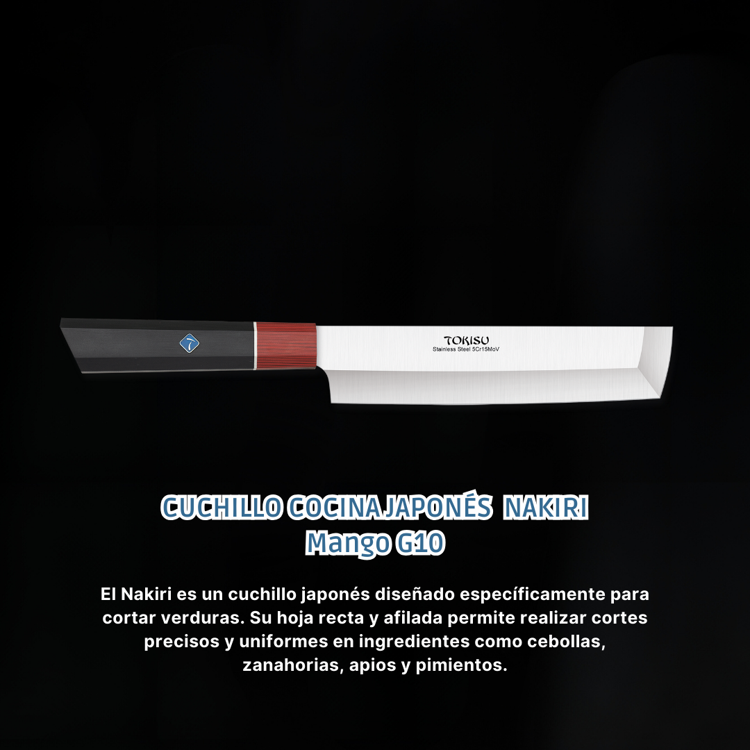 Cuchillo Cocina Profesional  TOKYSU - Cuchillos Cocina Japonés NAKIRI de Acero Inoxidable de 67 capas 18 cm-  Mango G10