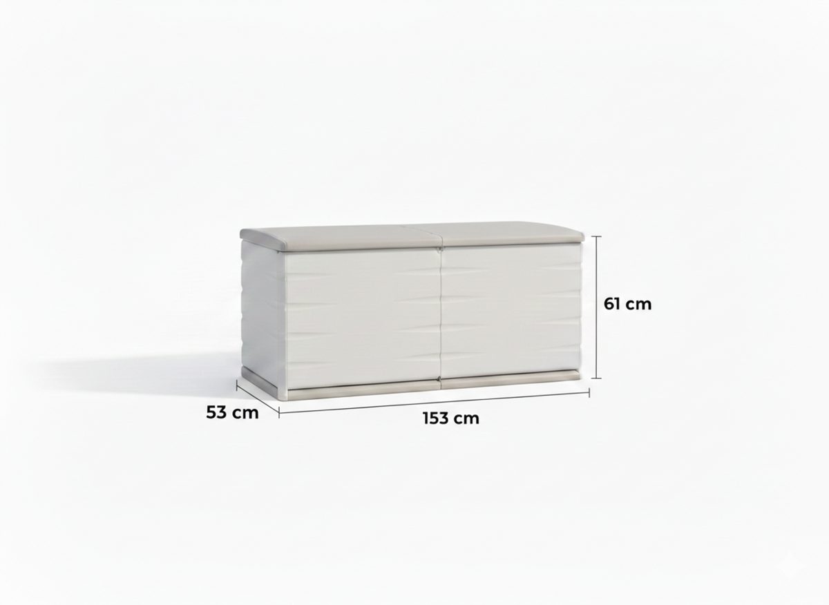 Baúl de Exterior de 450 Litros - Para Jardín y Terraza Dimensiones 153 x 61 x 53 cm - Color Beige