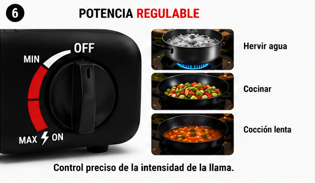 Cocina de Gas Portátil para Camping BDZ-155-A | Hornillo de Butano con Encendido Piezoeléctrico, Maletín de Transporte y Sist