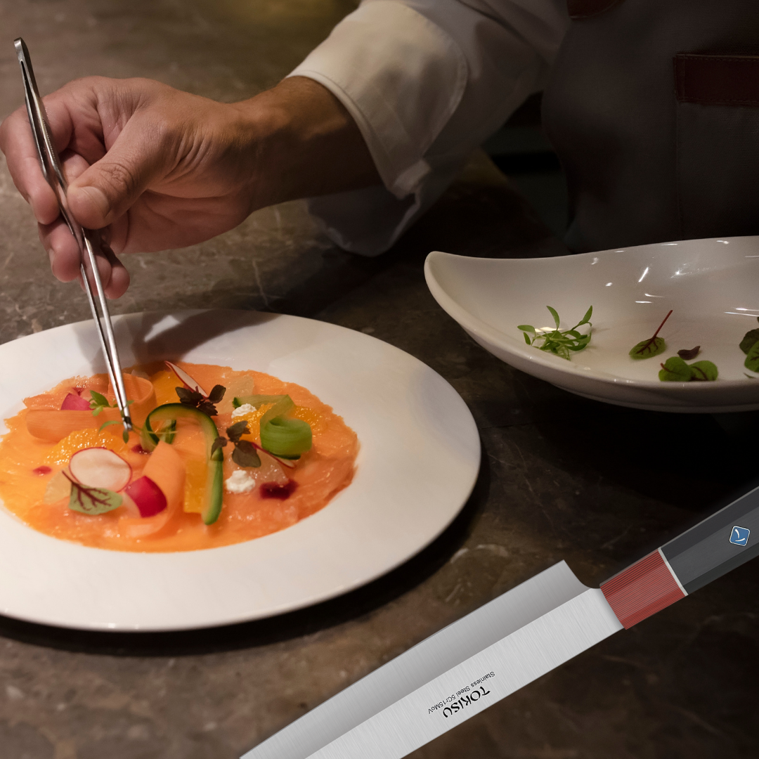 Cuchillo Cocina Profesional  TOKYSU - Cuchillos Cocina Japonés NAKIRI de Acero Inoxidable de 67 capas 18 cm-  Mango G10