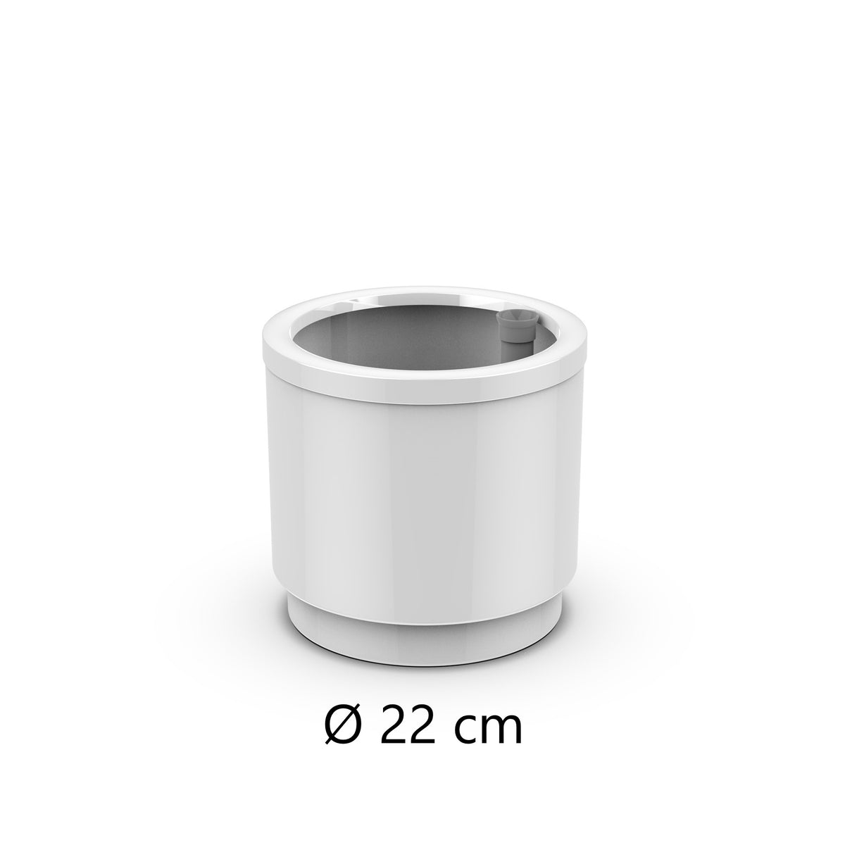 Maceta de plástico con sistema de autorriego y depósito de agua, Blanco, ∅ 22cm, 8 Litros, Alto 21cm