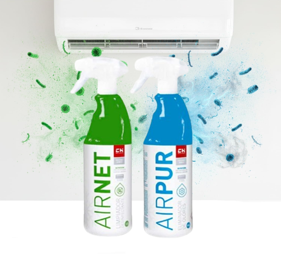 Pack 2x Kit Limpieza Aire Acondicionado AIRNET + AIRPUR | Limpiador Desinfectante y Eliminador de Olores
